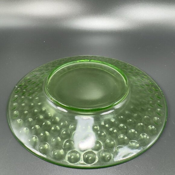 Vintage Uranium UV Glowing Glass Dish Plate Round Dishes Plates Optic Dots Set 2 - Picture 11 of 14